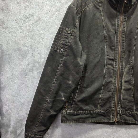 Kuhl Burr Jacket Mens XL Green Cotton Canvas Full Zip Outdoor Patina Dye Hiking - Picture 2 of 13